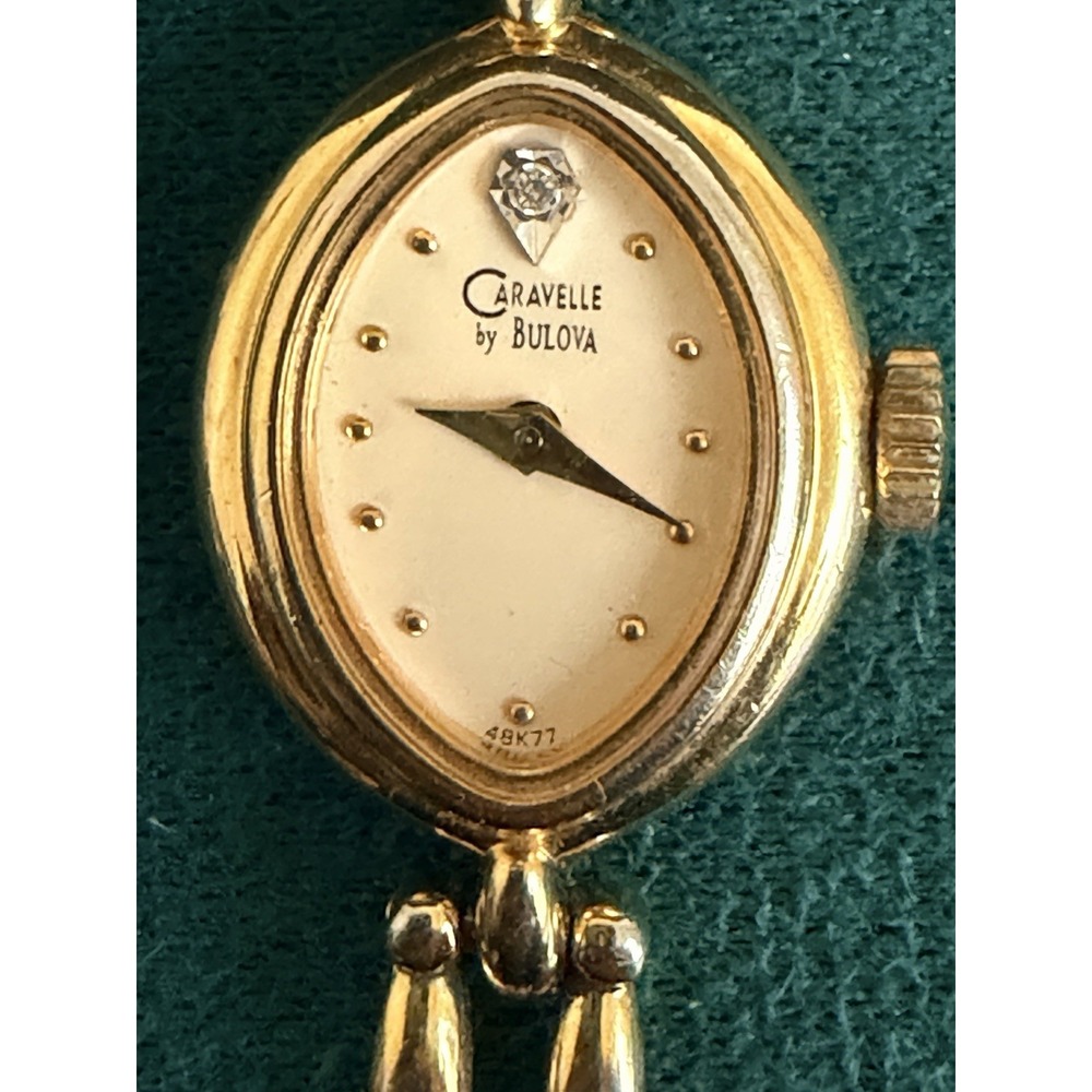 Vintage Caravelle by Bulova 49K77 Ladies Gold Tone Quartz Watch Japan Movement